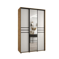 SCHWEBETÜRENSCHRANK 235,2/150/45 3-türig - Schwarz/Weiß, Holz/Metall (150/235/45cm) - Abiks Möbel