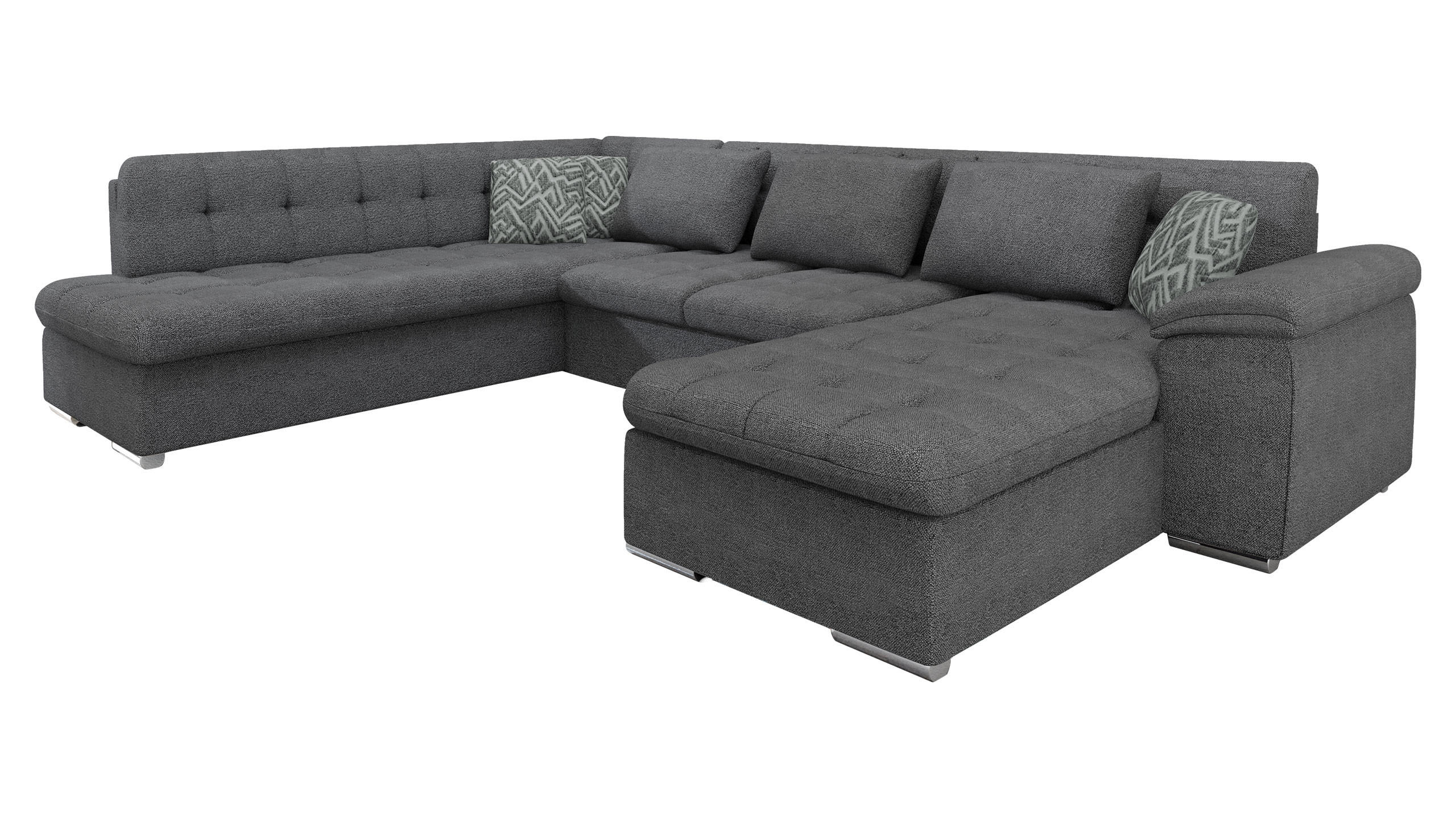 WOHNLANDSCHAFT Niko Bis Premium, Seite: Rechts - Dunkelgrau, Holz/Textil (348/76/205cm) - MIRJAN24