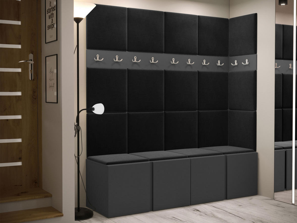 GARDEROBEN-SET Orion II - Anthrazit/Graphitfarben, Holzwerkstoff/Kunststoff (168/186/46cm) - MIRJAN24