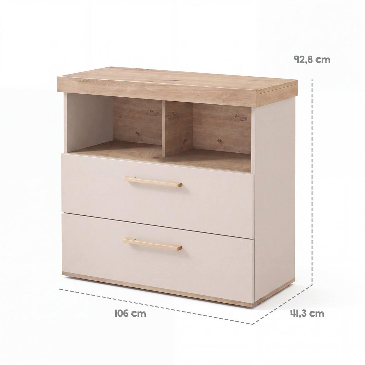 WICKELKOMMODE Jimmy Cashmere - Kaschmir/Eichefarben, Holz/Holzwerkstoff (110/103/78cm) - Roba