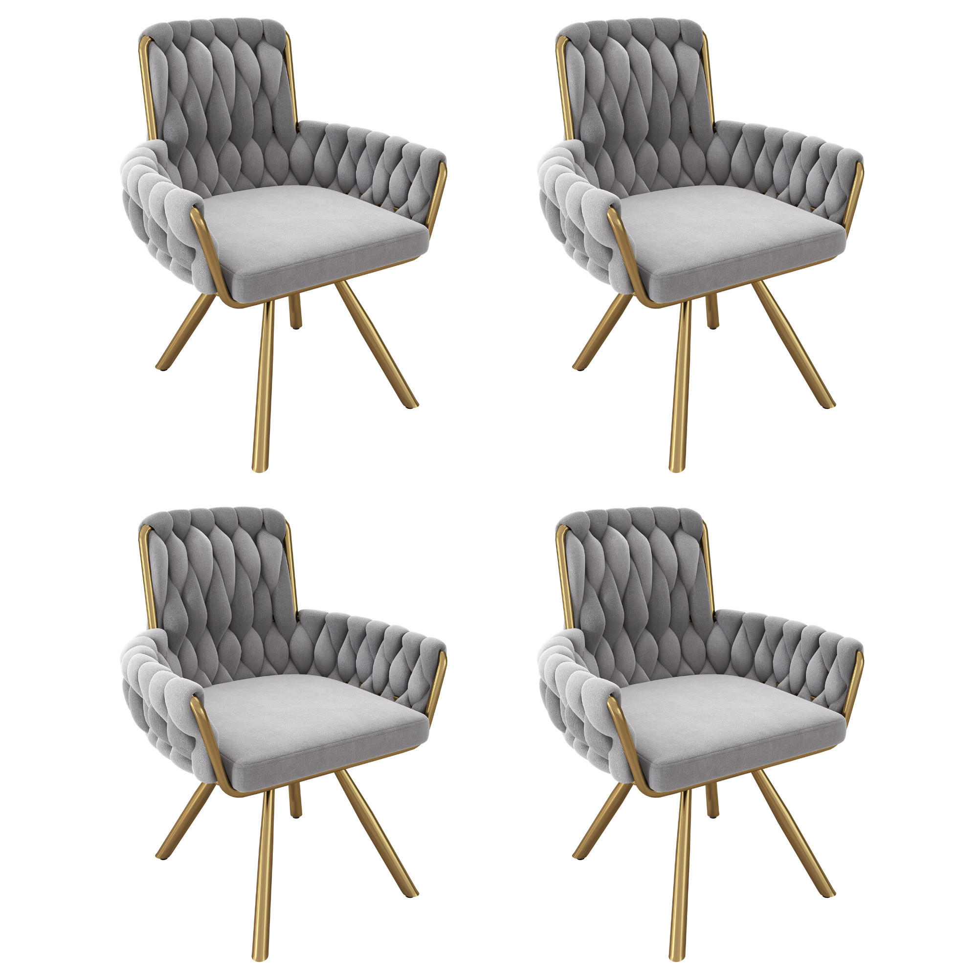 ARMLEHNSTUHL-SET DE-35693 4 Stück mit Drehfunktion Grau - Grau, Metall (50/87/50cm) - ComfortXL