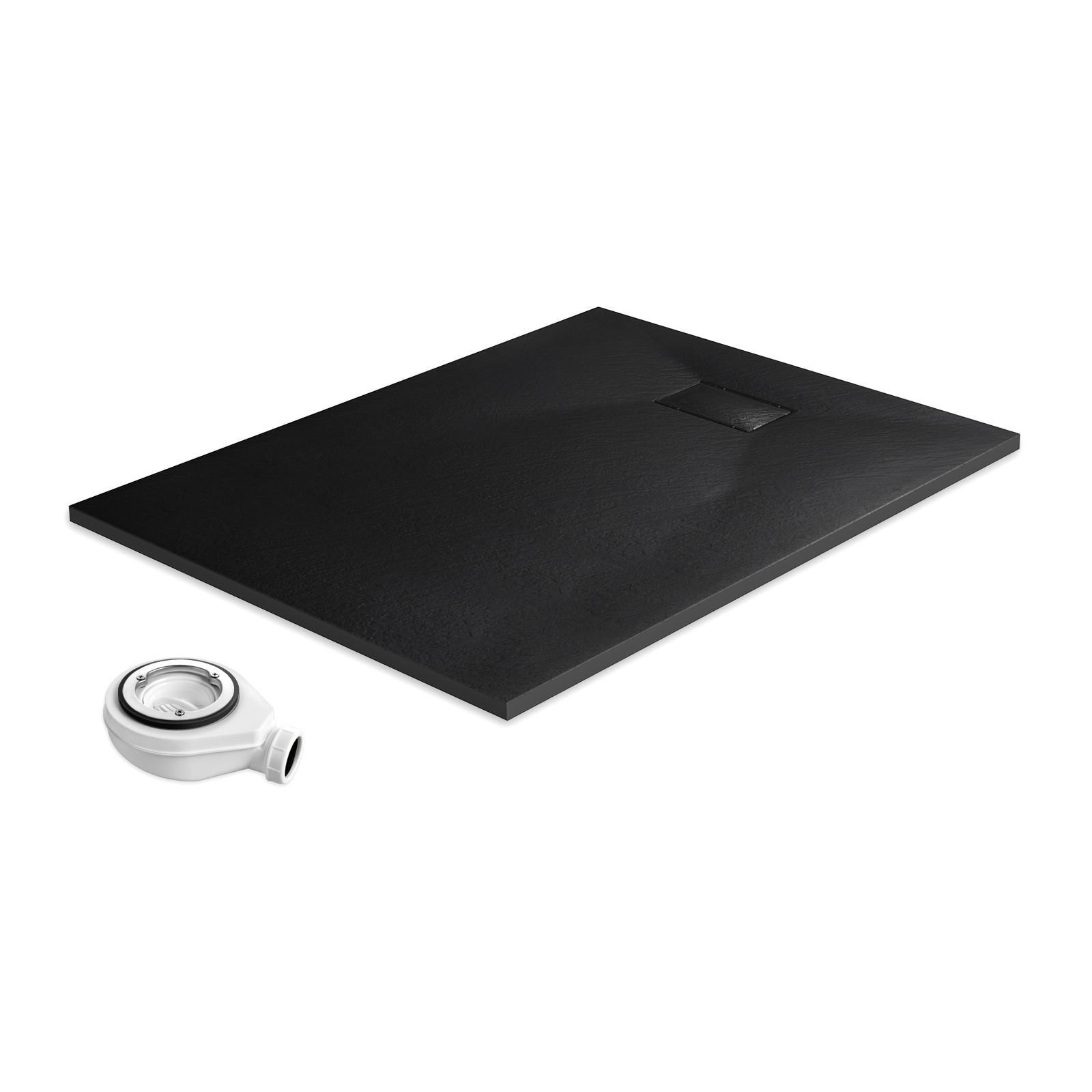 DUSCHWANNE inkl. Ablaufgarnitur Schwarz 120/90 cm - Schwarz, Naturmaterialen (90/2.6/120cm) - EMKE