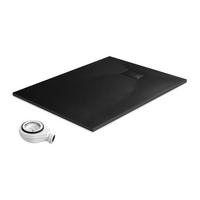 DUSCHWANNE inkl. Ablaufgarnitur Schwarz 120/90 cm - Schwarz, Naturmaterialien (90/2.6/120cm) - EMKE