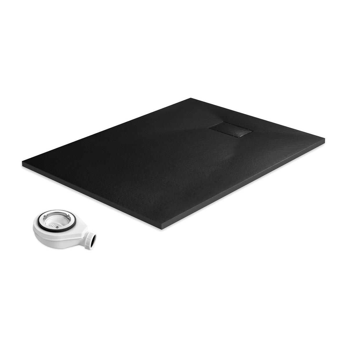 DUSCHWANNE inkl. Ablaufgarnitur Schwarz 120/90 cm - Schwarz, Naturmaterialien (90/2.6/120cm) - EMKE