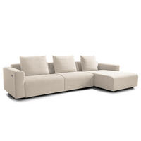 3-SITZER ECKSOFA mit Longchair - Webstoff - Beige/Schwarz, Kunststoff/Textil (320/170cm) - home24
