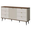 KOMMODE Marly 6S1D RE09 - Kaschmir/Goldfarben, Holzwerkstoff/Metall (160/82/40cm) - MIRJAN24
