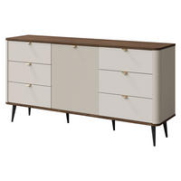 KOMMODE Marly 6S1D RE09 - Kaschmir/Goldfarben, Holzwerkstoff/Metall (160/82/40cm) - MIRJAN24