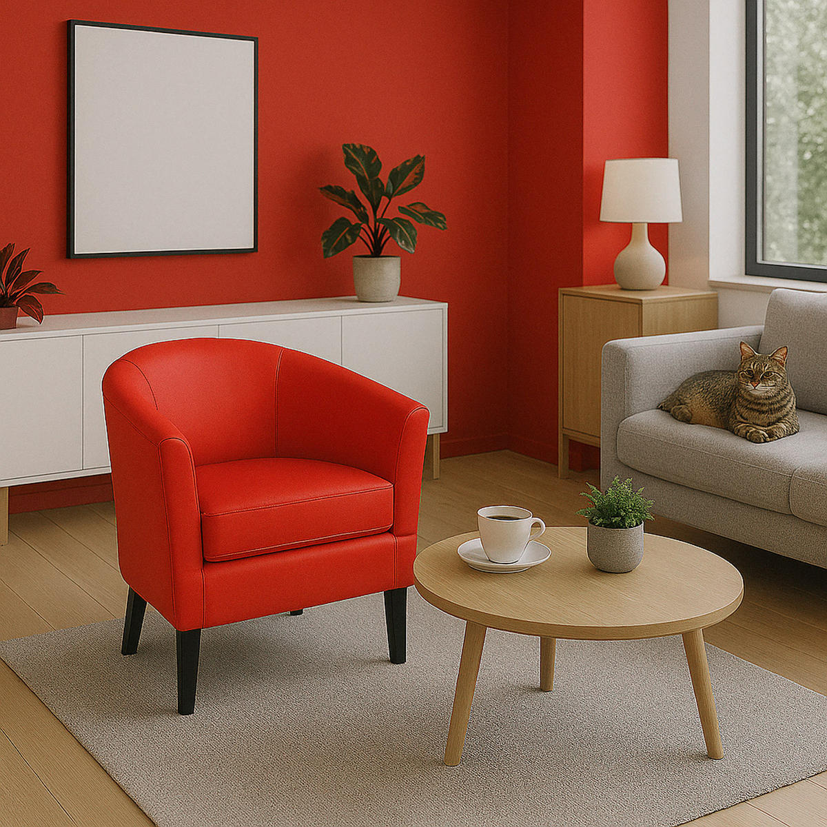 LOUNGE-SESSEL Rot - Rot, Textil (72/72/60cm) - MCW