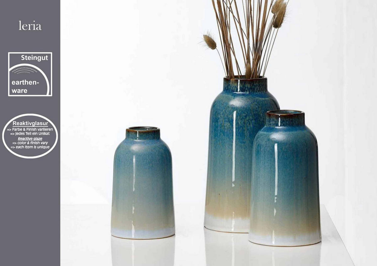 VASEN Leria blau 3er Set - Blau, Keramik (1cm) - Ritzenhoff Breker