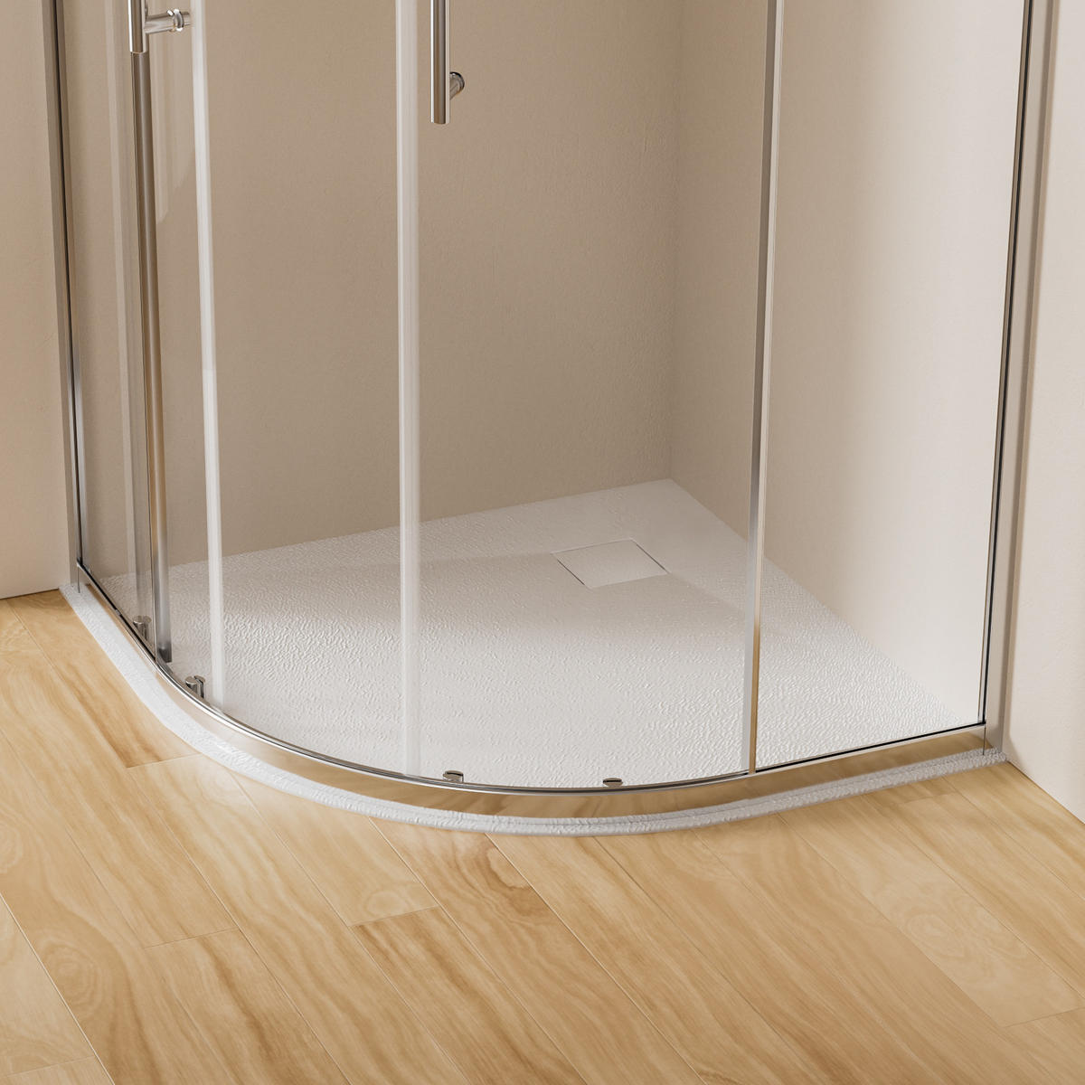 DUSCHWANNE Viertelkreis mit rutschhemmender Oberfläche Weiß 90/90 cm - Weiß, Naturmaterialien (90/2.6/90cm) - EMKE