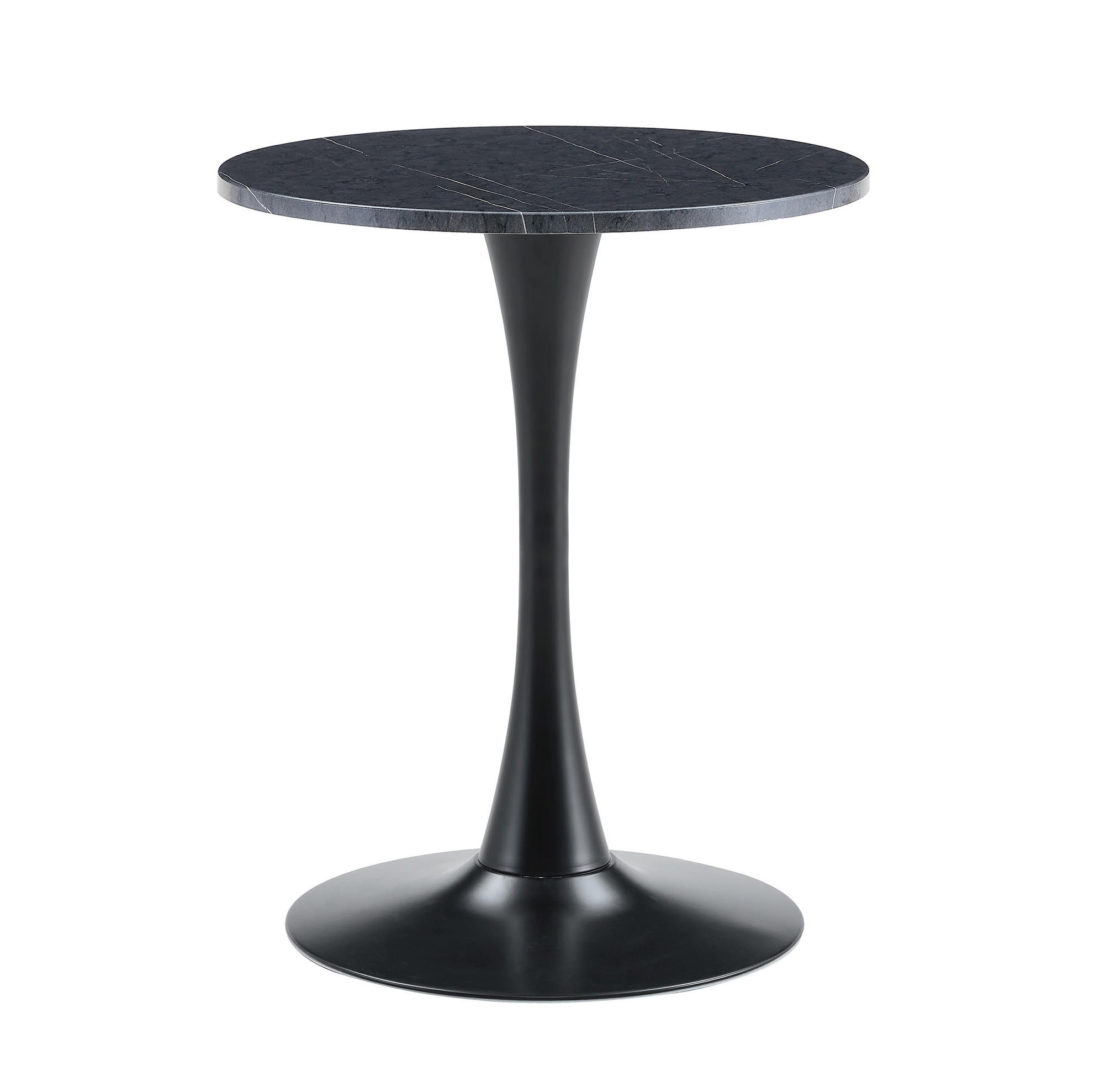 BEISTELLTISCH 60/60/72 cm in runder Form mit thermoformierter Tischplatte und Metallgestell, Schwarz - Schwarz, Holzwerkstoff (60/60/72cm) - Redom