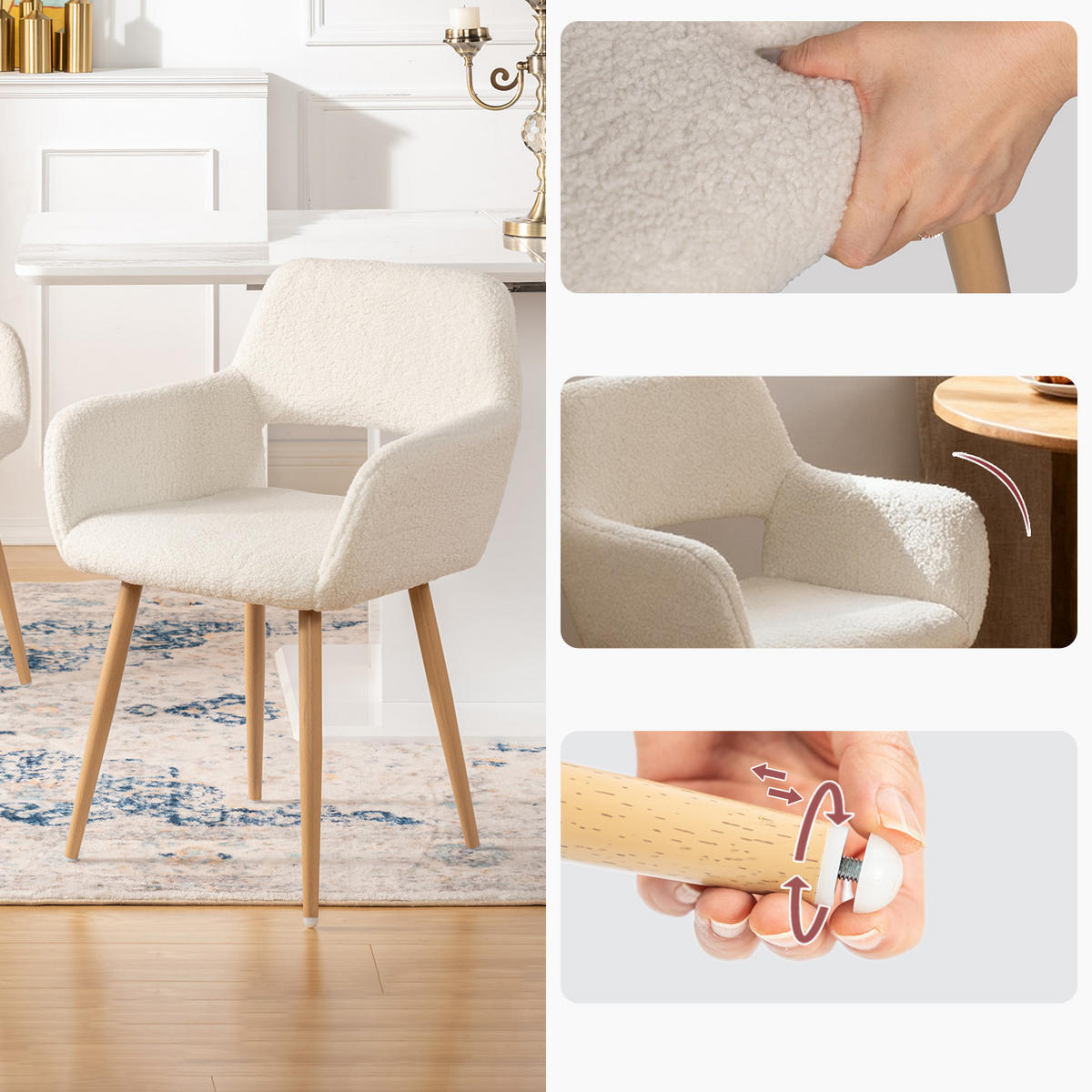 ESSZIMMERSTUHL 4er-Set In Teddy-Stoff Beige - Beige, Textil (56/78/56cm) - Meubles Cosy