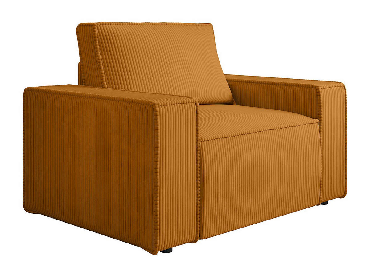 SESSEL mit gerader Rückenlehne - 1 Person - samt - hellorange Amelia - Orange, Textil (120/85/86cm) - Vente-Unique