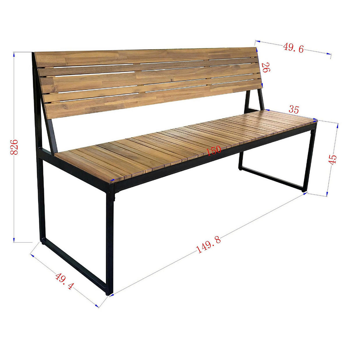 GARTENESSGRUPPE - 3-teilig - Akazie massiv / Stahl - Braun / Schwarz - Schwarz/Akaziefarben, Holz/Metall - home24