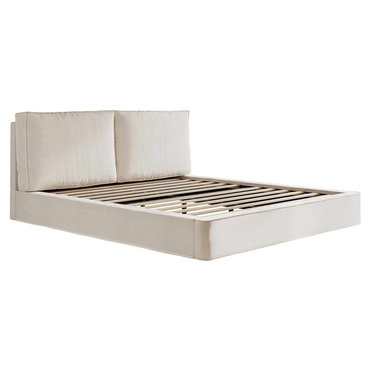 POLSTERBETT 160/200 cm aus Chenille mit gepolstertem Kopfteil Beige - Beige, Textil (160/200cm) - Modenvie