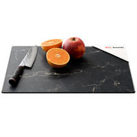 SCHNEIDEBRETT aus Glas – SCHWARZER MARMOR, 30 x 40 cm, Küchenbrett, Schutzplatte, Glastablett - Schwarz, Glas (30/1.3cm) - ALLboards