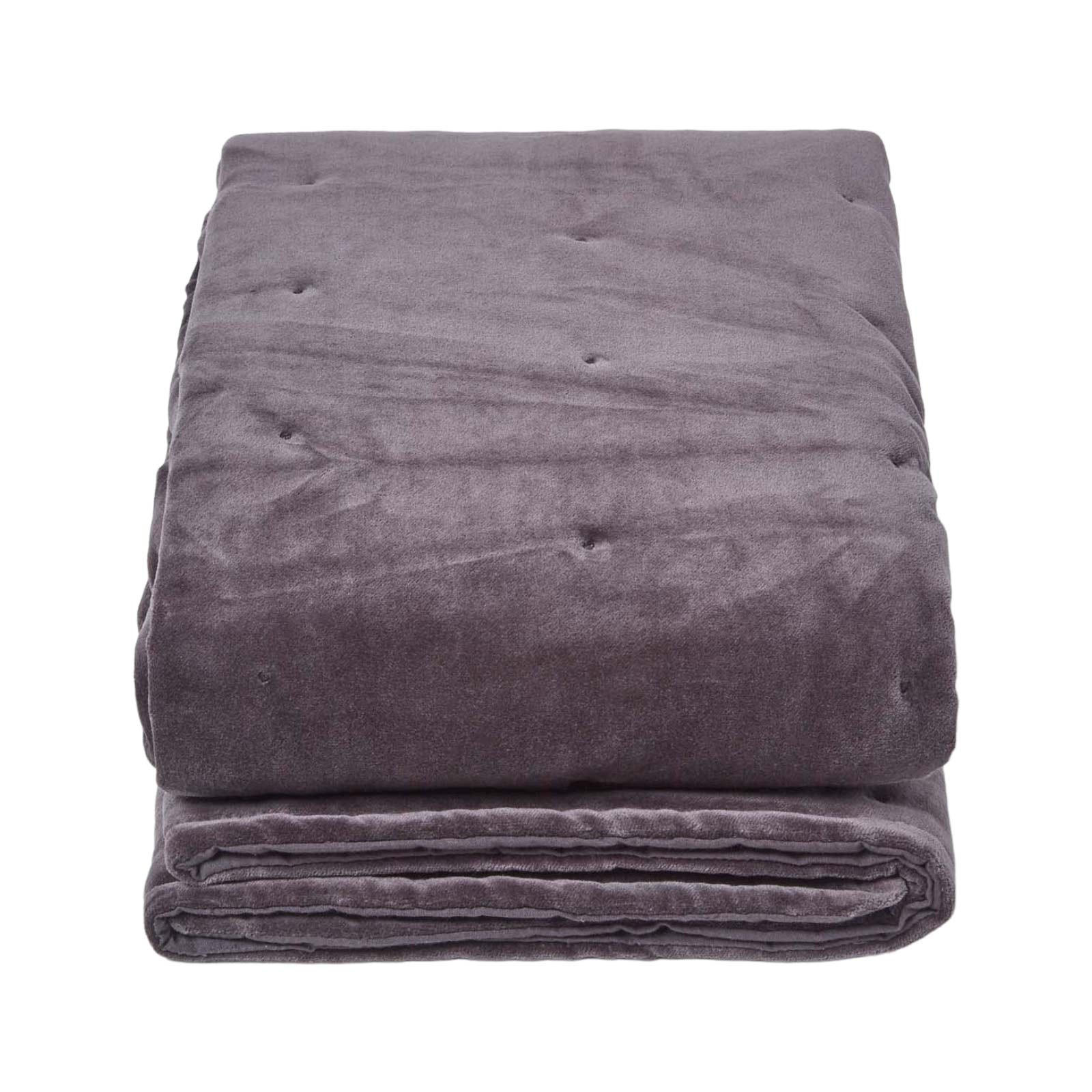 SAMT-KUSCHELDECKE 120/150 cm, Baumwolle wattiert - Dunkelgrau, Textil (125/150cm) - Homescapes