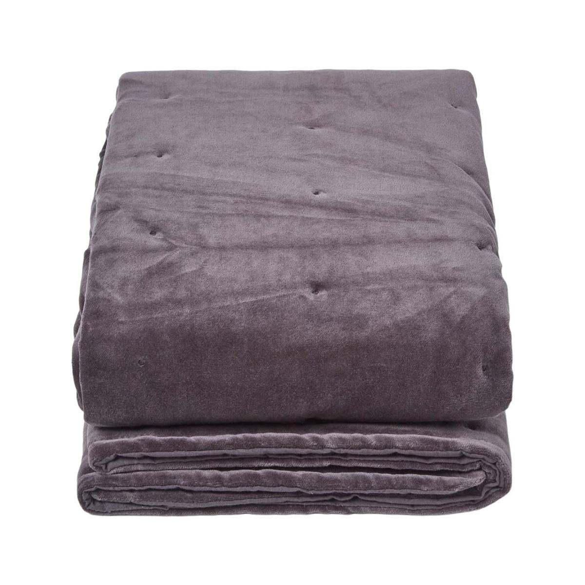 SAMT-KUSCHELDECKE 150/200 cm, Baumwolle wattiert - Dunkelgrau, Textil (150/200cm) - Homescapes