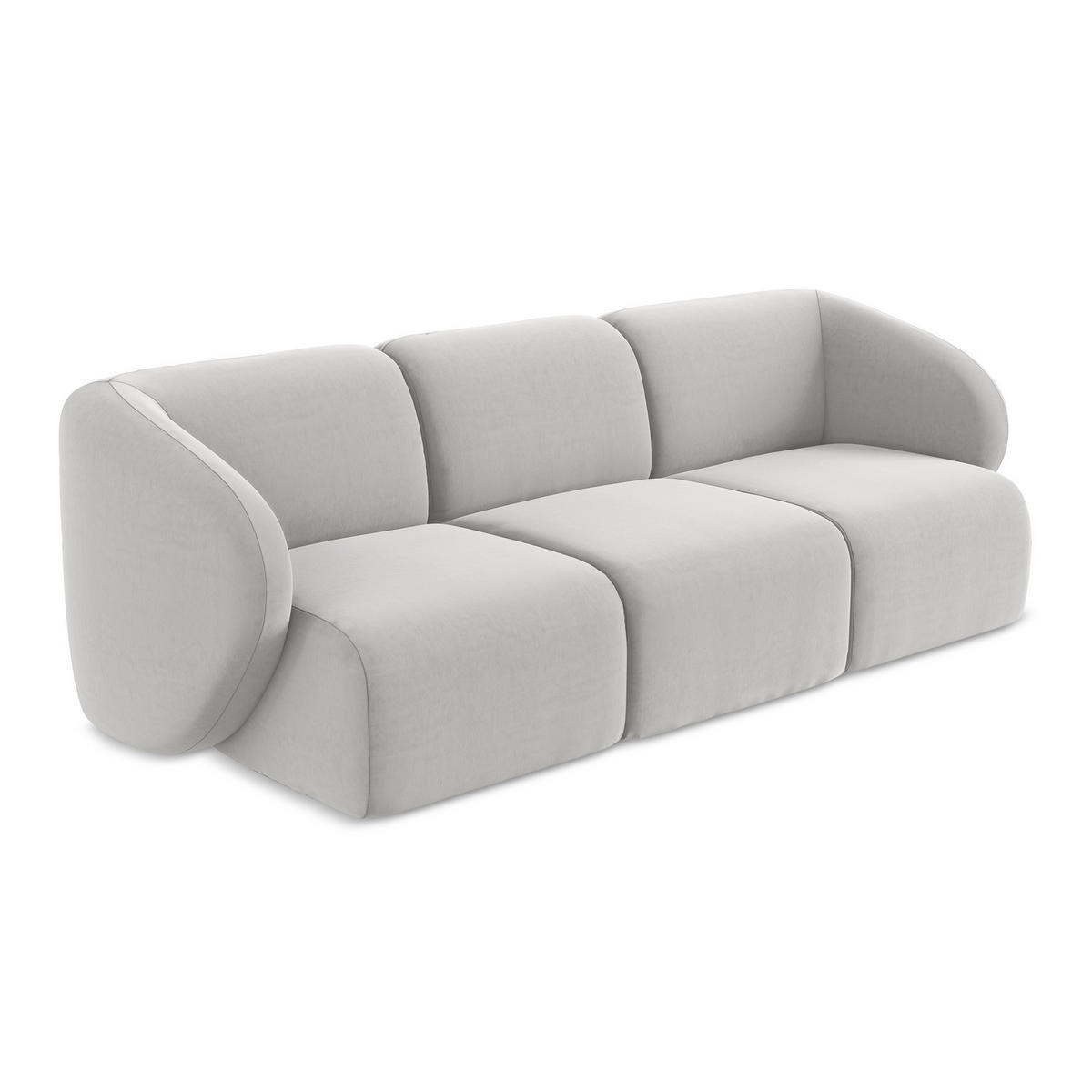 3-SITZER SOFA Samt Stoff Grau - Silberfarben/Schwarz, Holzwerkstoff/Kunststoff (244/75/94cm) - LaMiaSofa