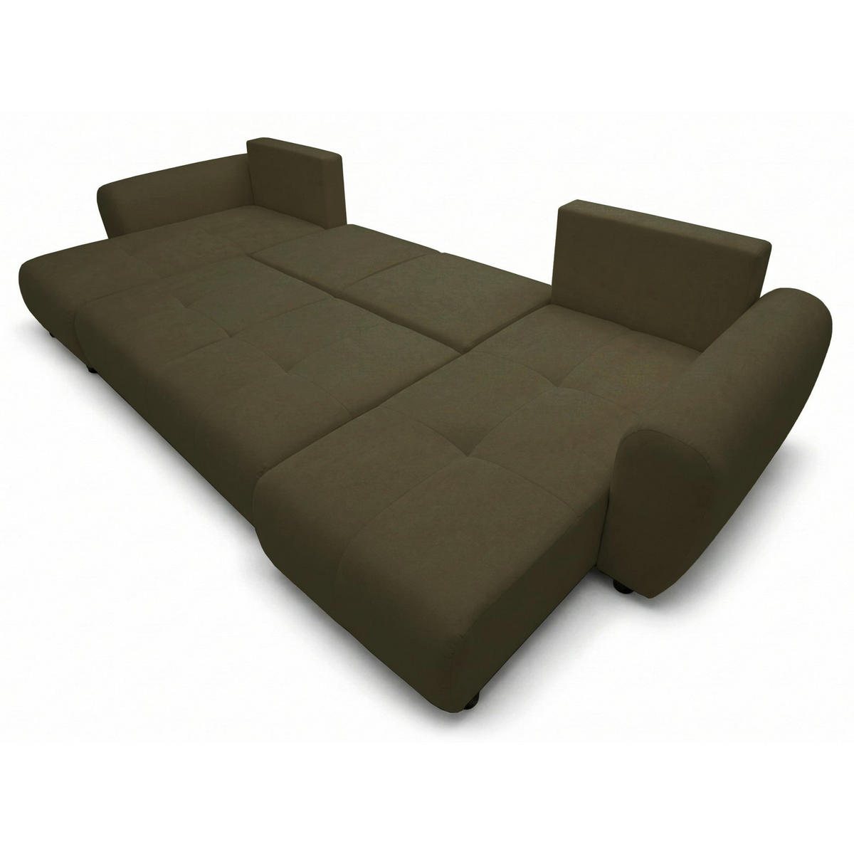 ROHOVÁ SEDAČKA U Olido olivově zelený samet - černá/olivově zelená, textil/plast (315/82/150cm) - Selsey