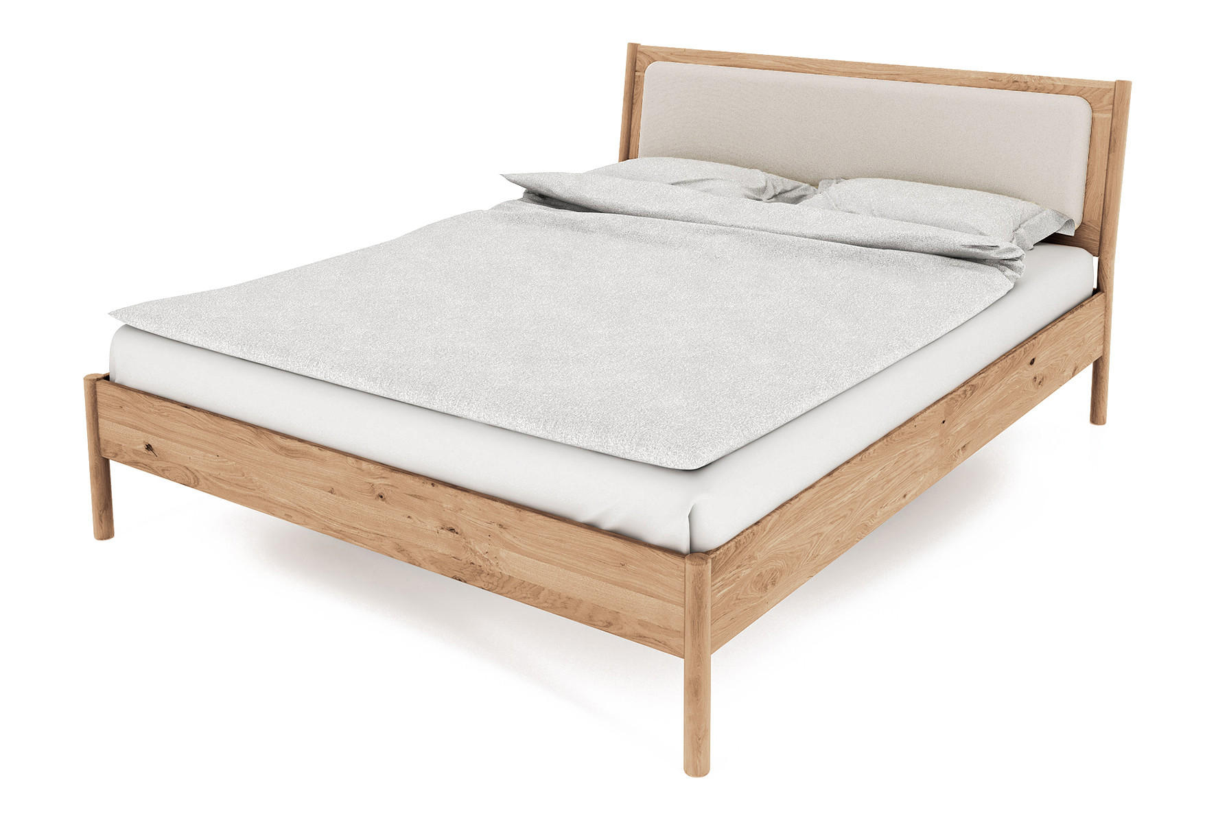 BETT MIT POLSTERKOPFTEIL INA 100x220 Wildeiche - Eiche Bianco, Holz (100/220cm) - byoak