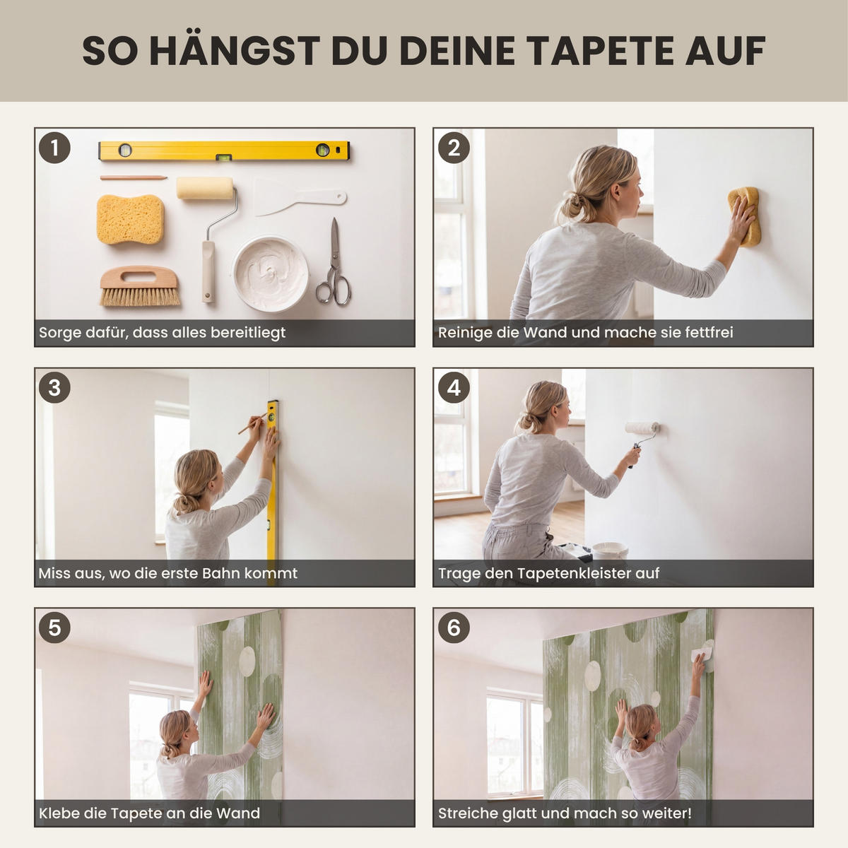 TAPETE - Künstlerisch - Modern - Grün - 450x200 cm - Olivgrün, Papier (450/200cm) - OnlyWow