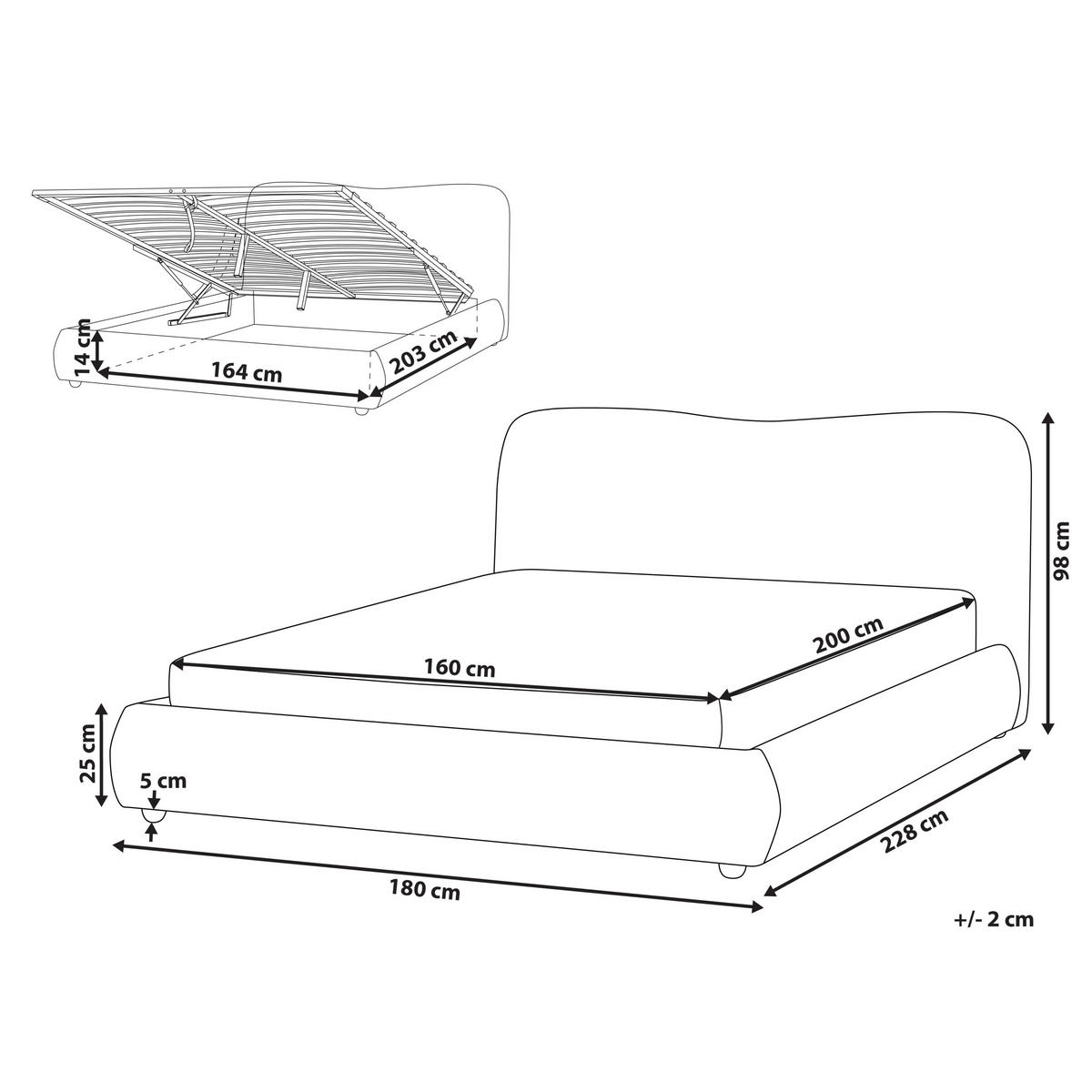 BETT mit Stauraum 160/200 cm Cremeweiß Blagnac - Weiß, Textil (160/200cm) - Beliani