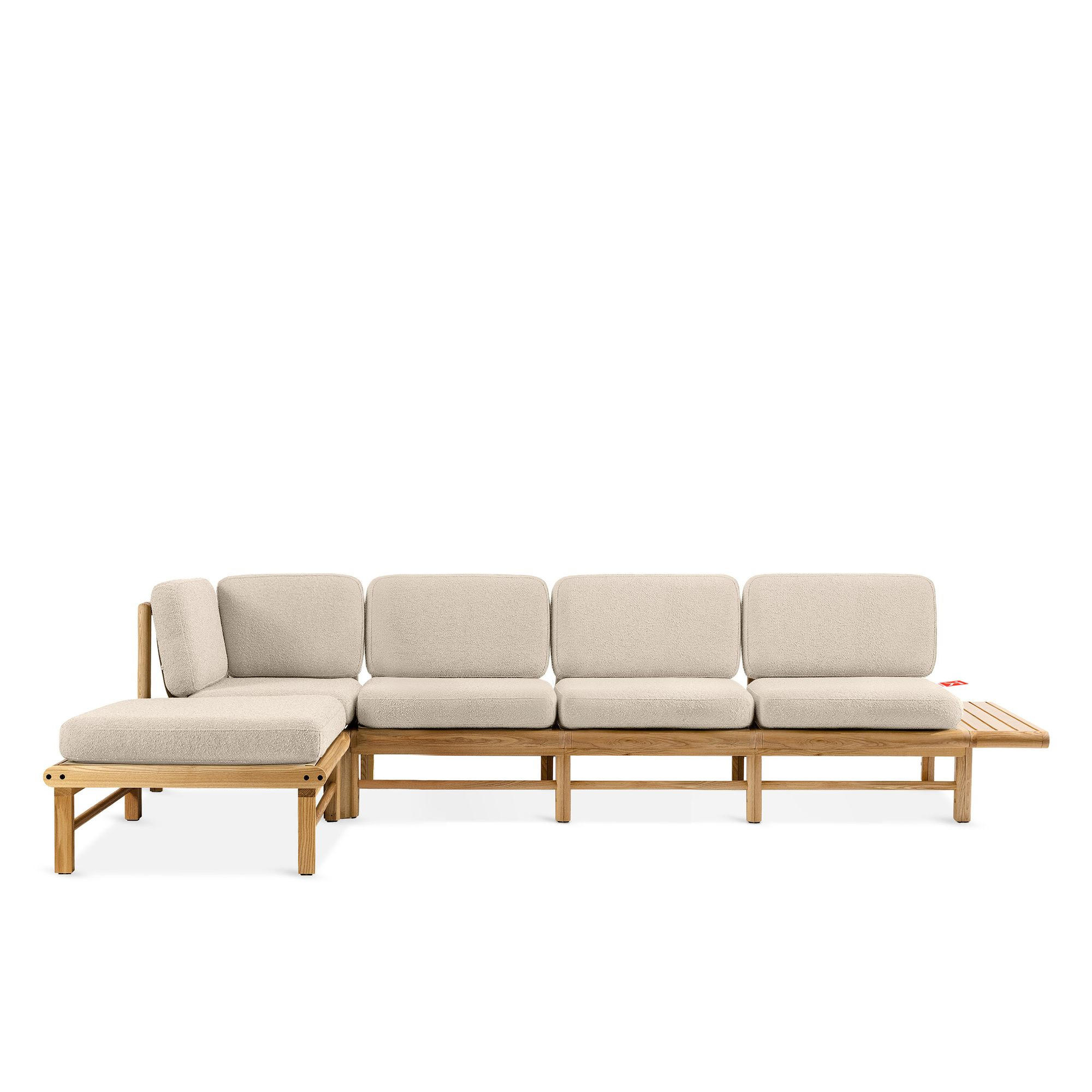 LOUNGESOFA ATREDA links - Creme, Holz/Textil (315/80/150cm) - KONSIMO®