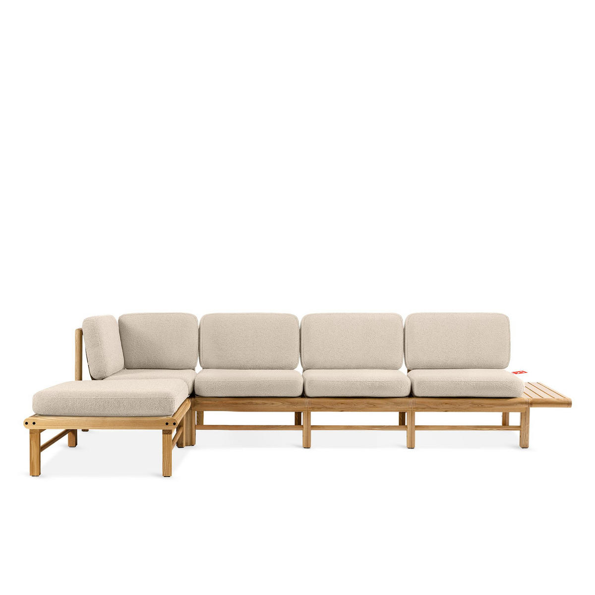 LOUNGESOFA ATREDA links - Creme, Holz/Textil (315/80/150cm) - KONSIMO®