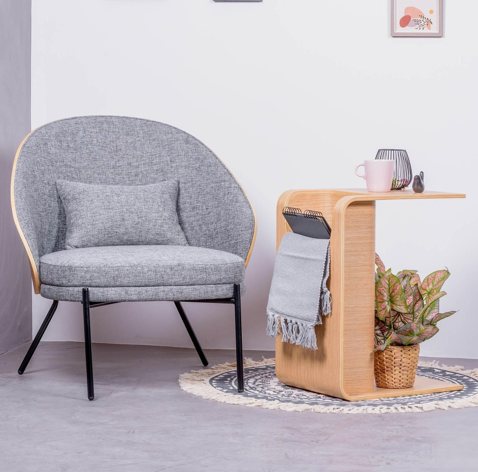 SESSEL Baumwolle Grau - Grau, Holz (78/81/59cm) - Nest Dream