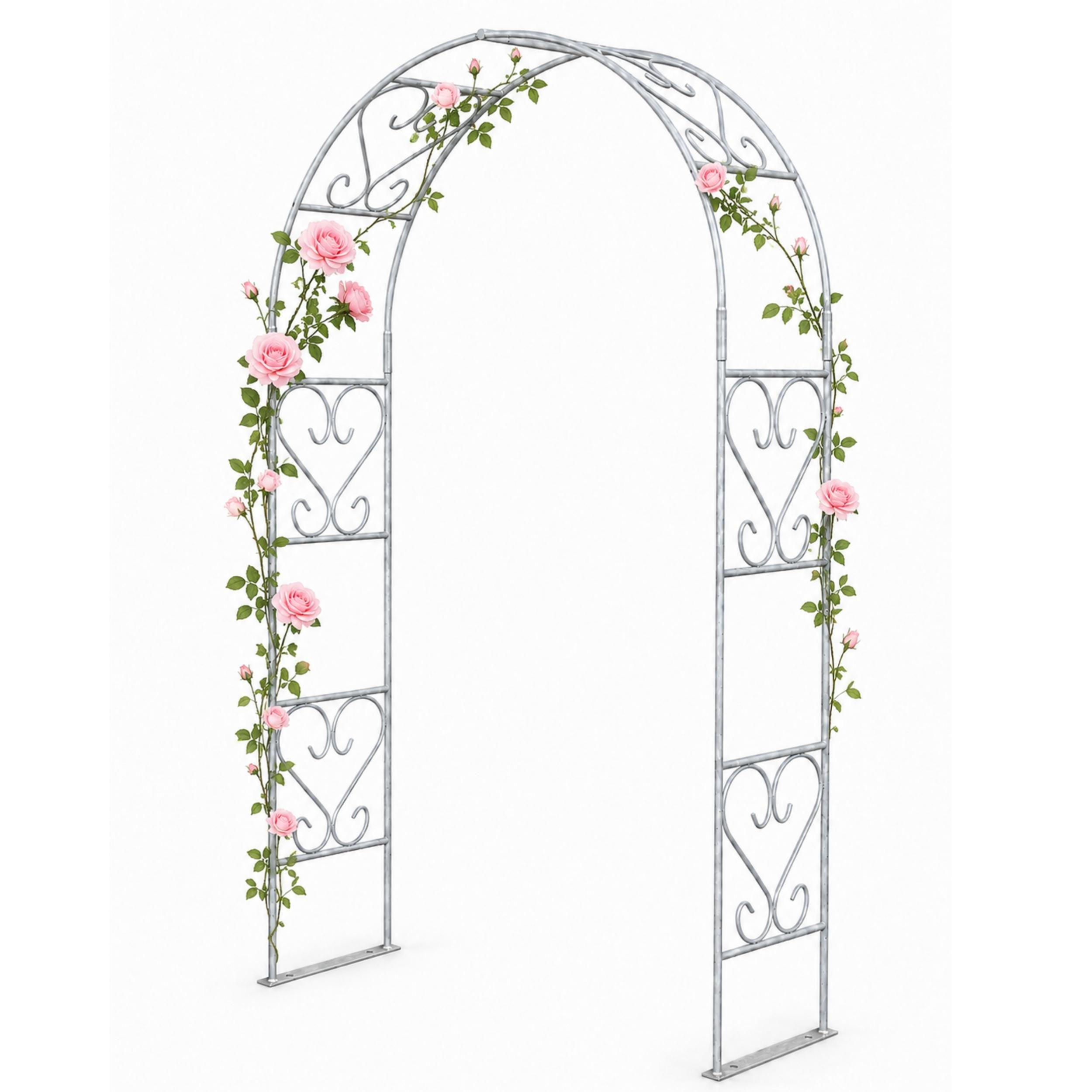 ROSENBOGEN Metall Verzinkt Massiv 120 cm Torbogen - Grau, Metall (120/230/36cm) - DanDiBo