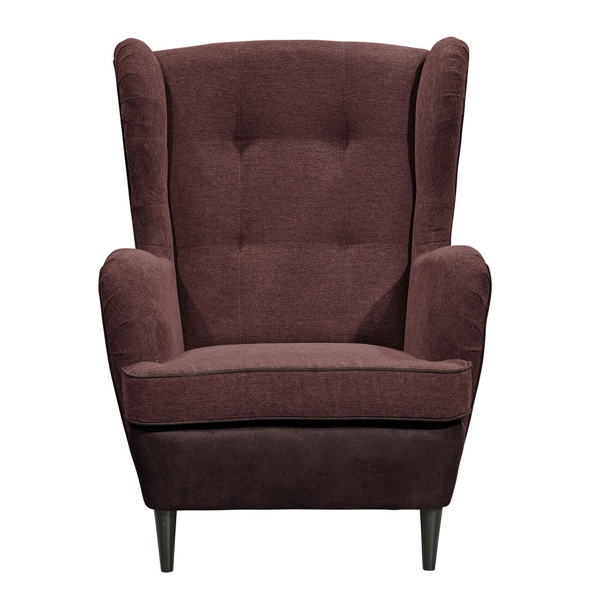 SESSEL - Aubergine/Schwarz, Holzwerkstoff/Buchenholz (78/102/98cm) - home24