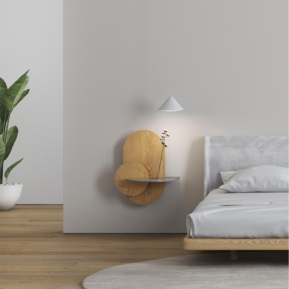 NACHTSTAND ALBA mit versteckter Aufbewahrung Oval - Eichefarben/Weiß, Holz (60/55/45cm) - Woodendot