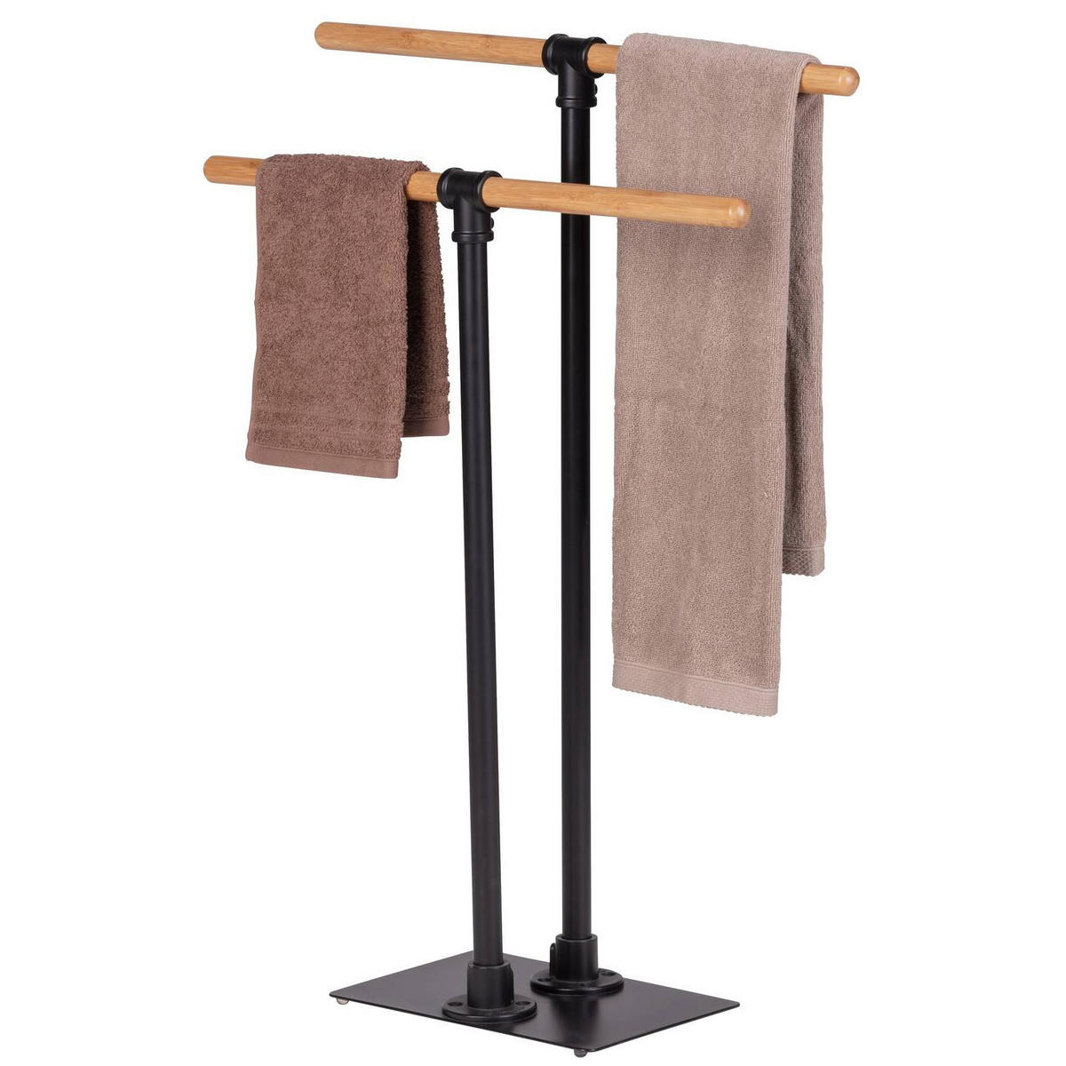 HANDTUCHSTÄNDER Forli schwarz Bambus - Schwarz, Metall (60/82.5/20cm)