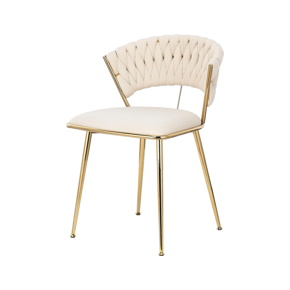 ESSZIMMERSTUHL 2er Set aus Samt, Beige - Beige, Metall (43.5/75/43.5cm)