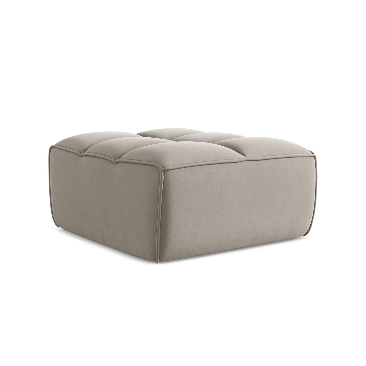 POUF Samt Stoff Grau - Taupe/Schwarz, Kunststoff/Textil (80/43/93cm) - LaMiaSofa