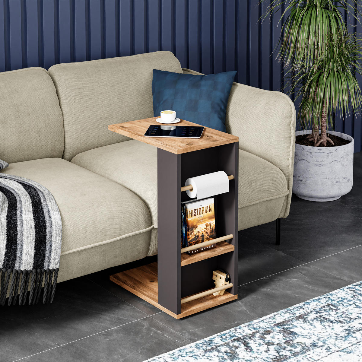 BEISTELLTISCH Siikainen - Schwarz/Braun, Holzwerkstoff (29/44/65cm) - [en.casa]