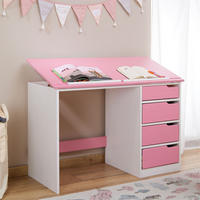 KINDERSCHREIBTISCH EMMA - Weiß/Rosa, Holz (114/76/55cm) - IDIMEX