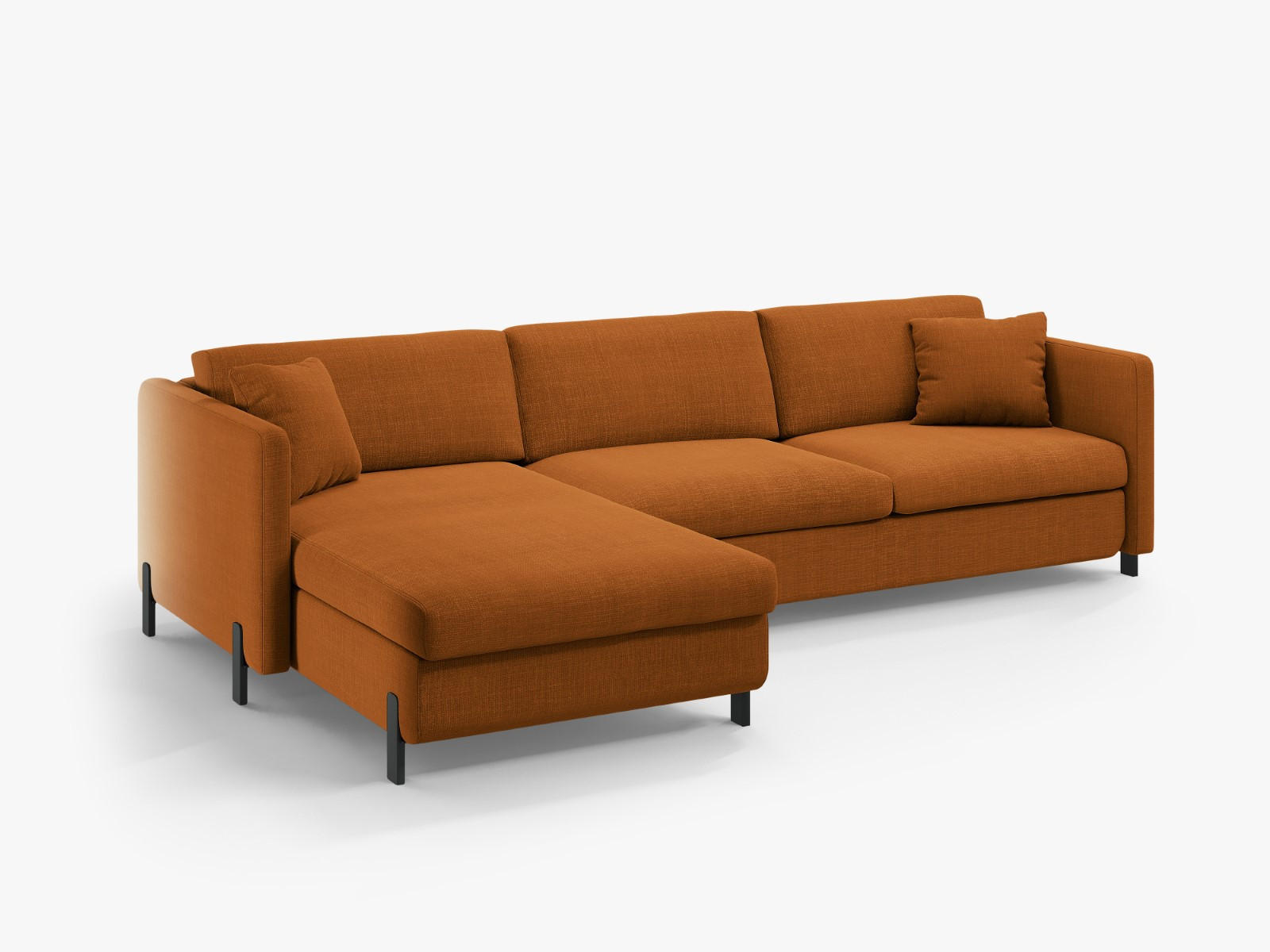 ECKSOFA ausklappbar links mit Container Gloria aus strukturiertem Stoff ziegelrot 4 Sitzplätze - Orange, Textil (260/170cm) - Micadoni