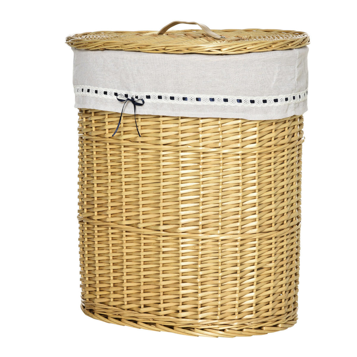 WÄSCHEKORB DE-09417 mit Deckel & Griff, herausnehmbarer Sack Natur - Naturfarben, Naturmaterialien (51/57/38cm) - ComfortXL