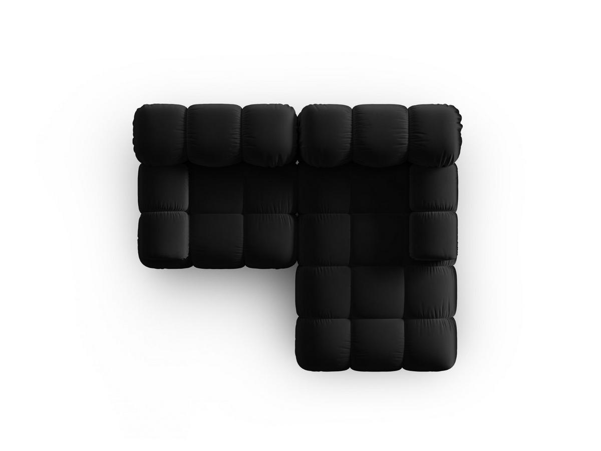 MODULARES-ECKSOFA rechts Bellis aus Samt schwarz 3 Sitzplätze - Schwarz, Textil (157/191cm) - Micadoni