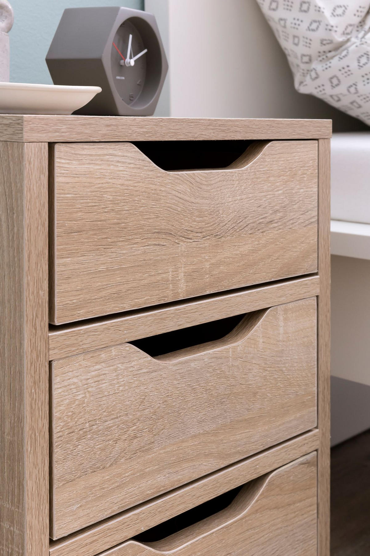NACHTTISCH 3 Schubladen Modern Kratzfest Wasserabweisend, Beige 31x31x49 cm - Beige/Braun, Holz (31/49/31cm) - KADIMA DESIGN