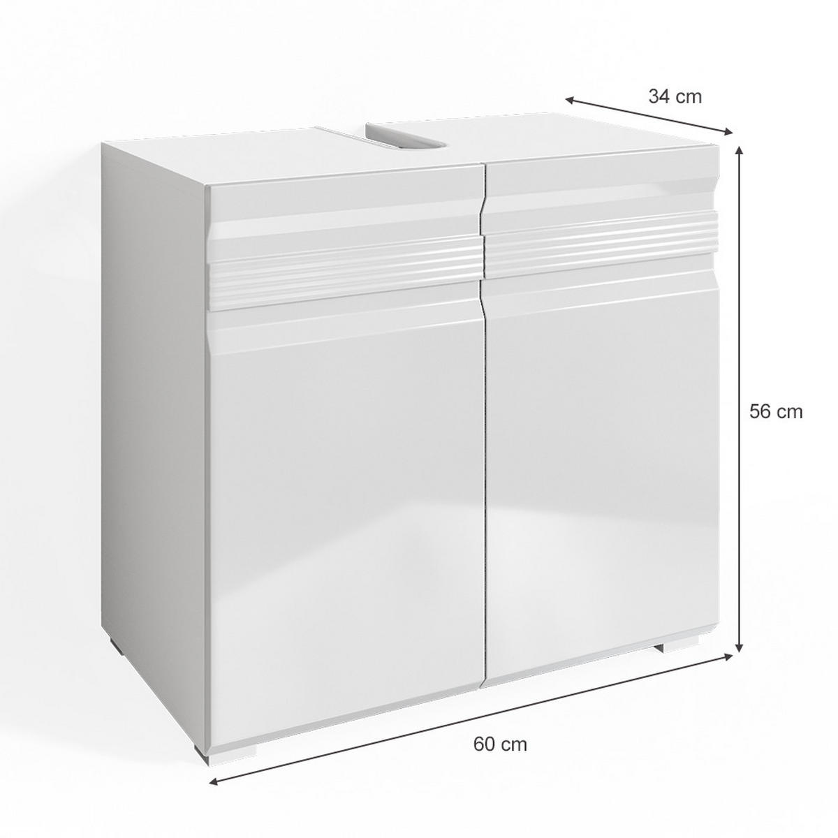 WASCHBECKENUNTERSCHRANK Fredd Weiß 60 x 60 cm - Weiß Hochglanz, Holzwerkstoff (60/60/34cm) - Vicco