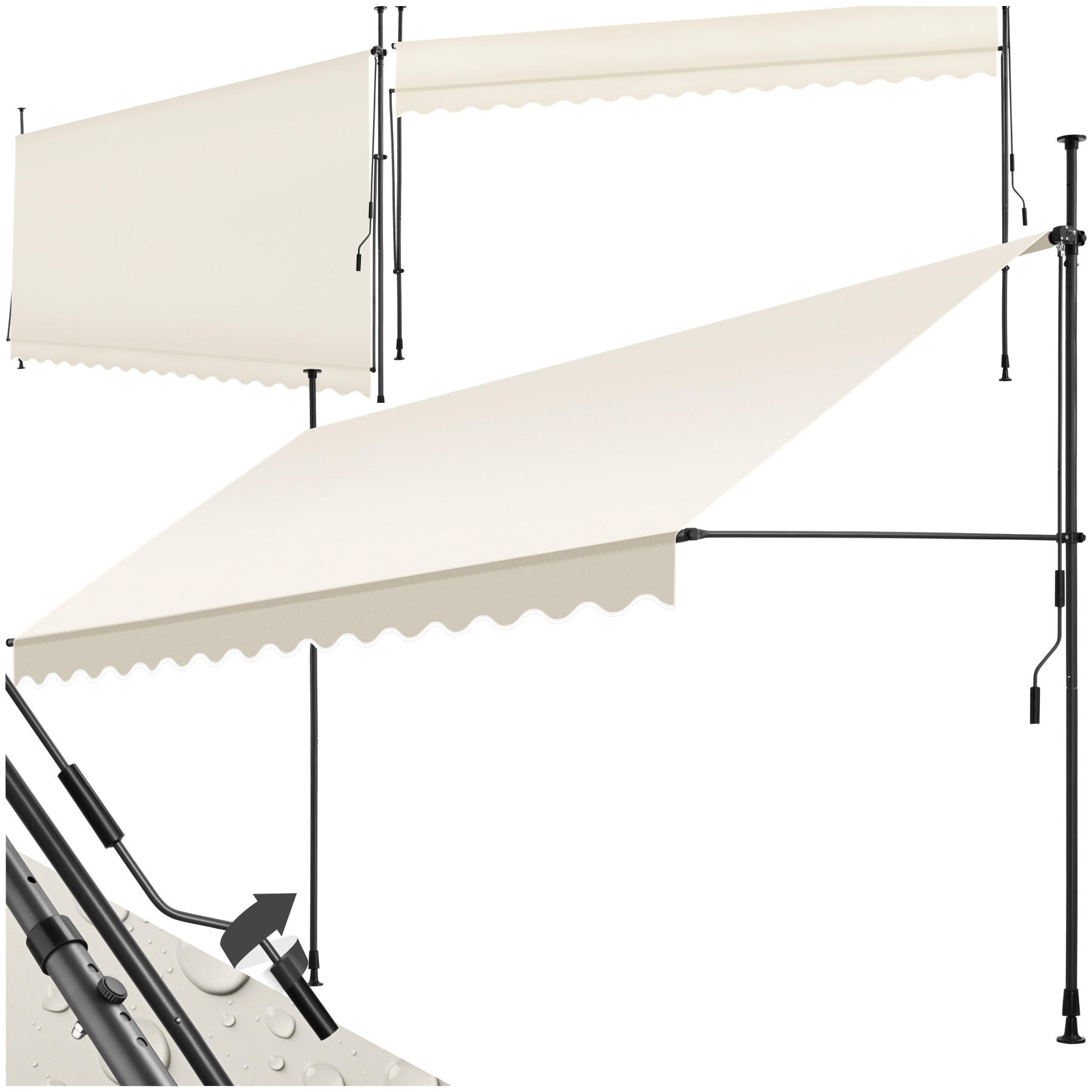 KLEMMMARKISE ,einfache Montage,beige - Beige, Kunststoff (400/304/180cm) - tectake
