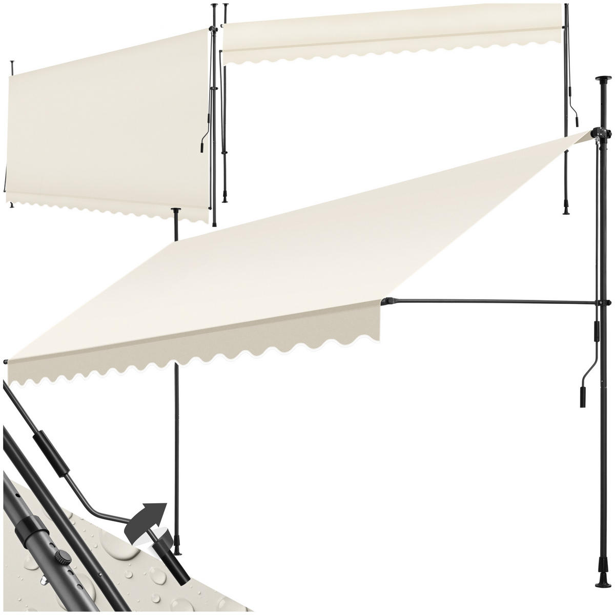 KLEMMMARKISE ,einfache Montage,beige - Beige, Kunststoff (400/304/180cm) - tectake