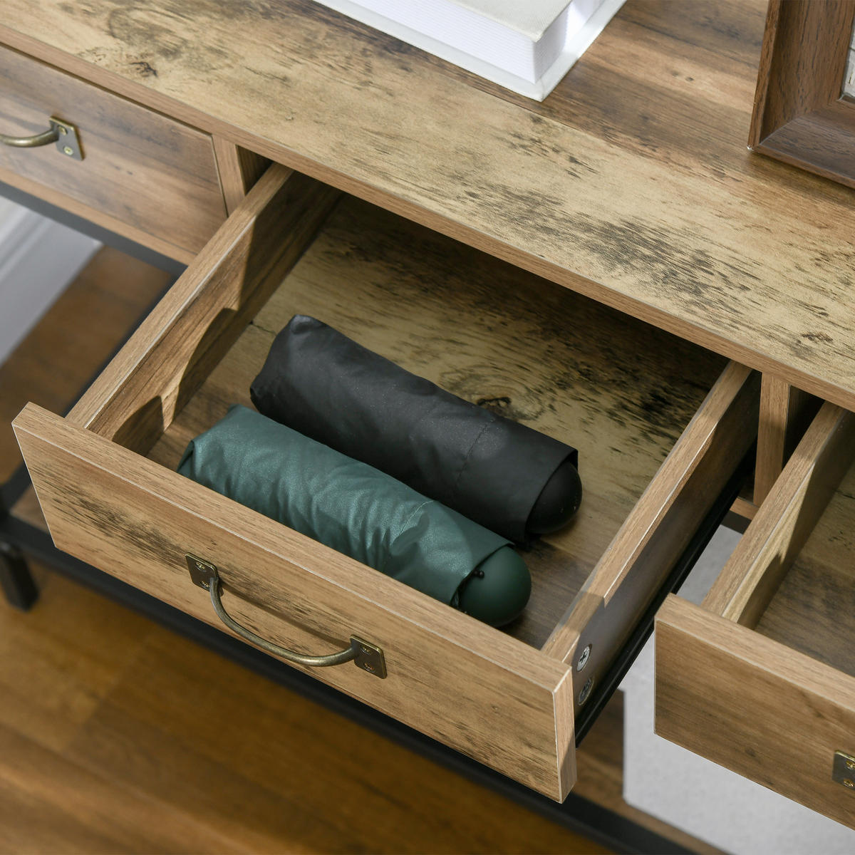 KONSOLENTISCH DE-16801 Hellbraun & Schwarz - Braun, Holzwerkstoff (100/35/76.5cm) - ComfortXL