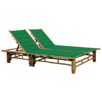 2-PERSONEN-SONNENLIEGE mit Auflagen Bambus - Grün, Holz (130/87/200cm) - furnicato