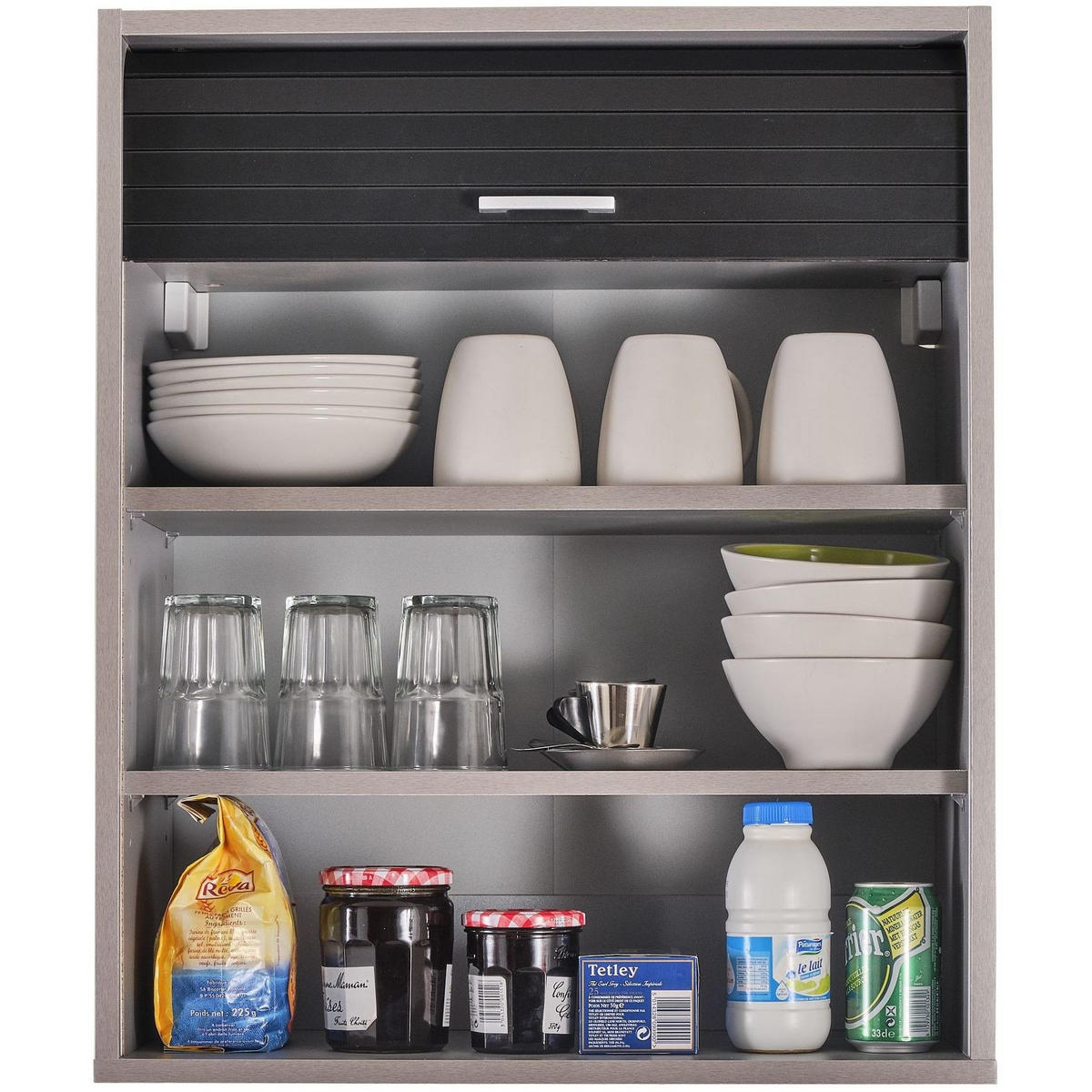 KÜCHENOBERSCHRANK mit Rolladentür 35/60/72cm - Alufarben, Holzwerkstoff (60/72/35cm) - Simmob