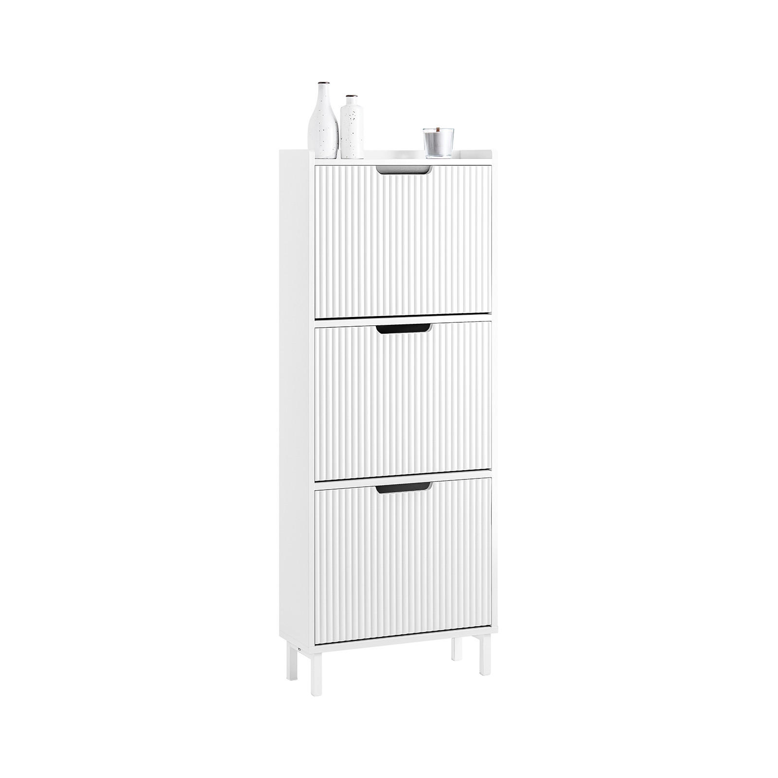 SCHUHSCHRANK Weiß - Weiß, Holzwerkstoff/Metall (50/130/19cm) - SoBuy