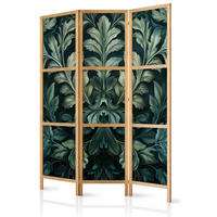 PARAVENT Japanischer 3-tlg 135x172 cm Bl tter Ornamente - Grün, Holz/Textil (135/172/3cm) - Muralo